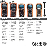 Vista 6 de Klein Tools Multímetro digital MM420, multímetro TRMS de rango automático, voltaje CA/CC de 600V, corriente CA/CC 10A, resistencia de 50 MOhms