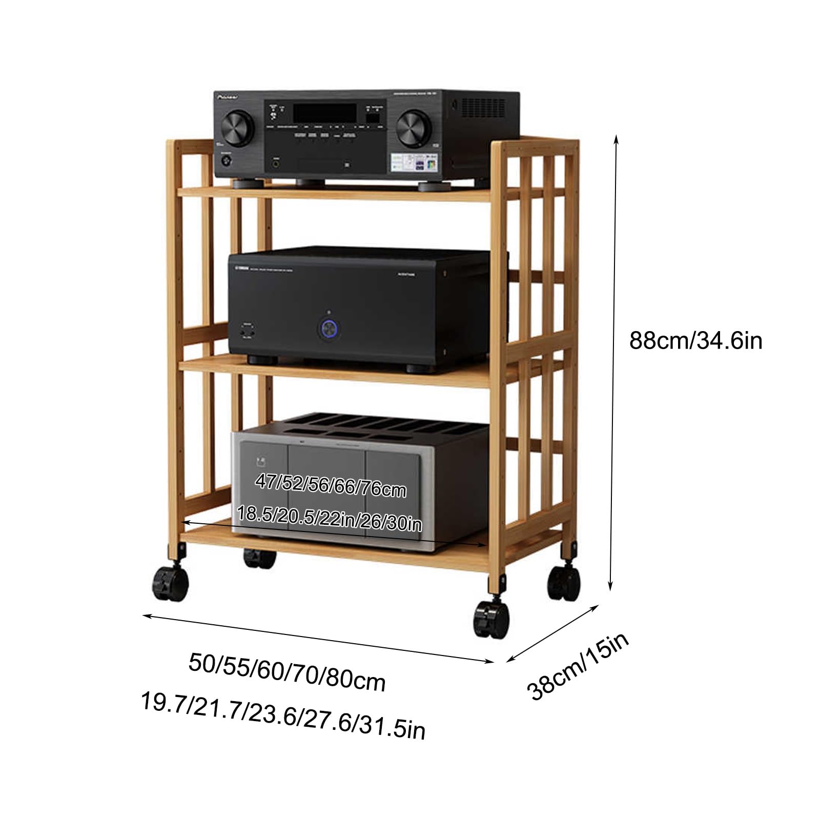 Stojak HiFi winylowy odtwarzacz płyt gramofonowych, regulowana półka do przechowywania audio, stół obrotowy, stół do salonu, pokoju gier, sypialni, 50 cm, idealny dla audiofilów