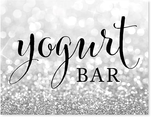 Miniatura 147 de Andaz Press Letreros de fiesta de boda, purpurina plateada brillante, 8.5 x 11 pulgadas, letrero de mesa de postre de recepción de barra de Food