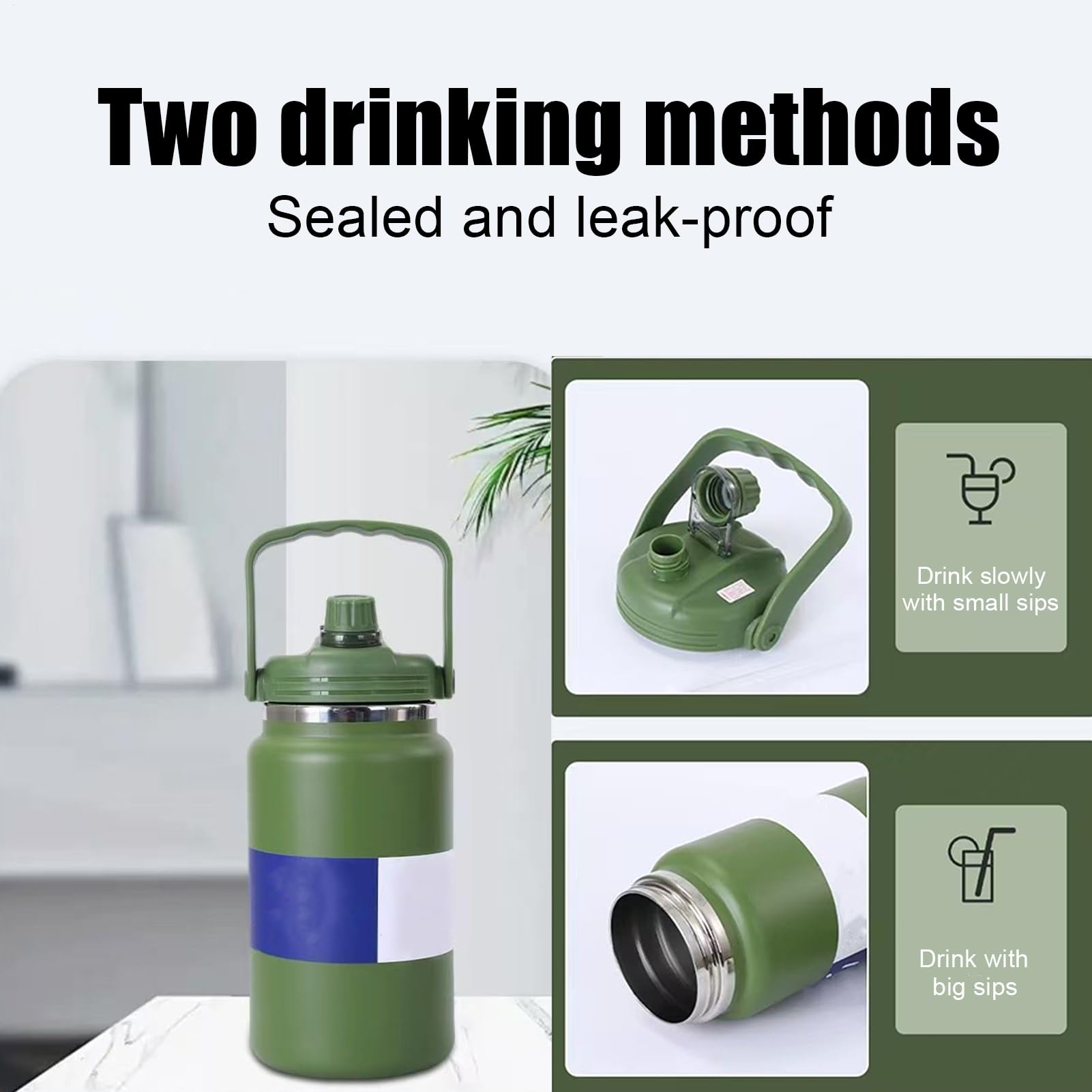 Edelstahl Wasserflaschen 4 Liter Isolierbecher und Trinkflasche | Edelstahlflasche Für Heiße Und Kalte Getränke Inklusive Kaffee, Für Sportarten Wie Fitness, Wandern, Schule Und