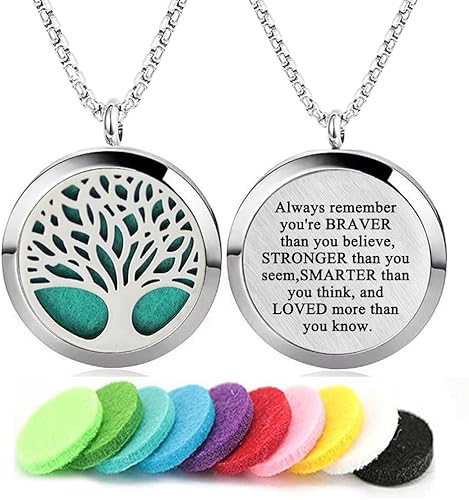 Collar difusor de aceite esencial de aromaterapia 316L colgante de medallón de acero inoxidable con cadena de 24 pulgadas disponible en Yaxa Peru