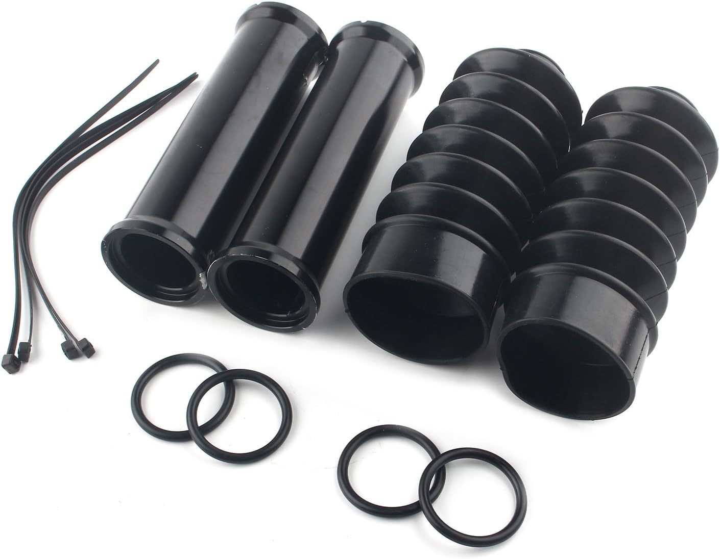 Front Fork Cover Shock Absorber Fork Pipe Cover Gaiters Boots Shock Dust Caps Compatible with Harley Sportster XL 883 XL1200 FXD (No-Hole Style)