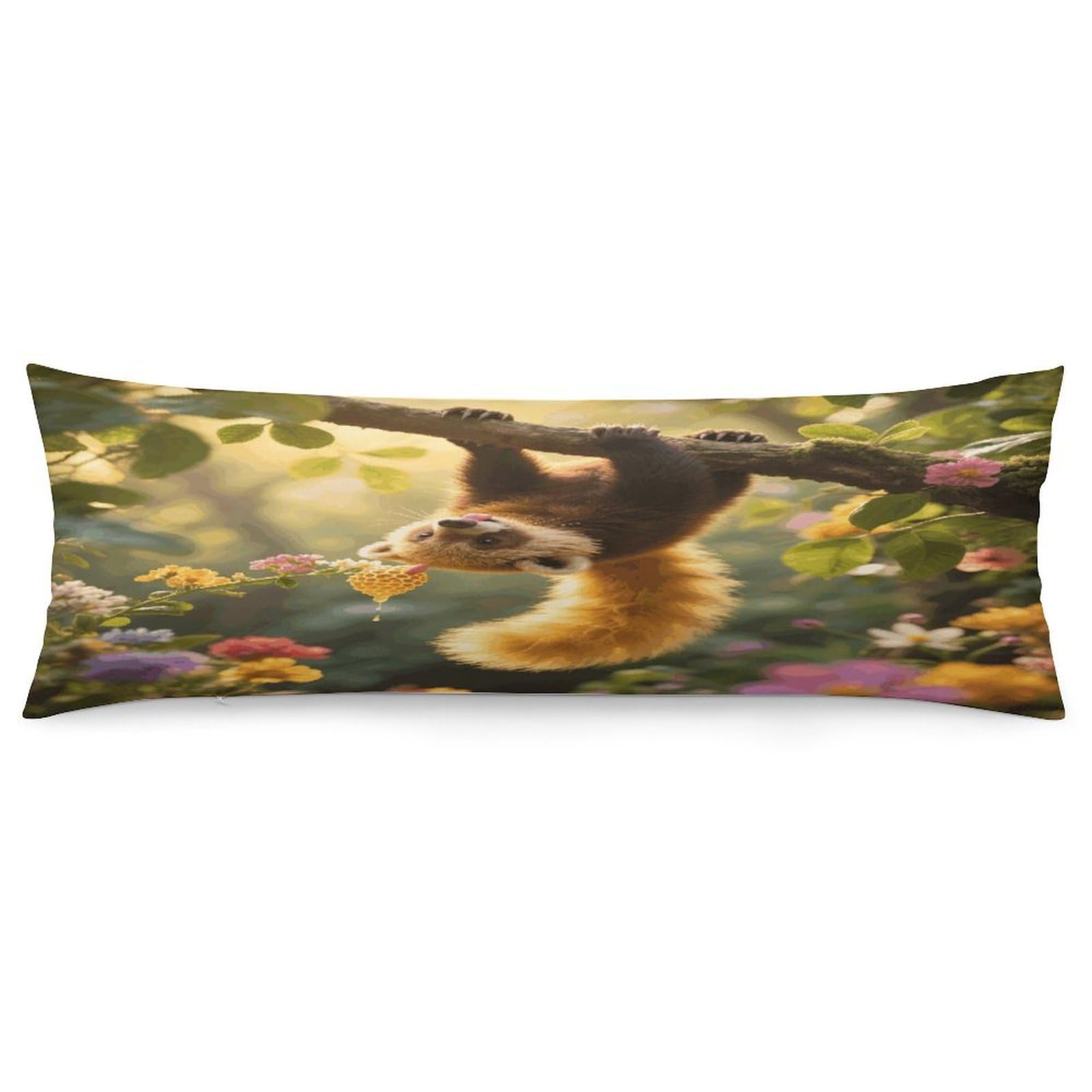 VstaDank Kinkajou Pillow Cover Decorative Lumbar Pillow Cover 19x53 Inch Long Body Pillows Case Soft Luxury Decorative Throw Pillowcase for Couch Sofa Bedroom Car Decor Pillowcover