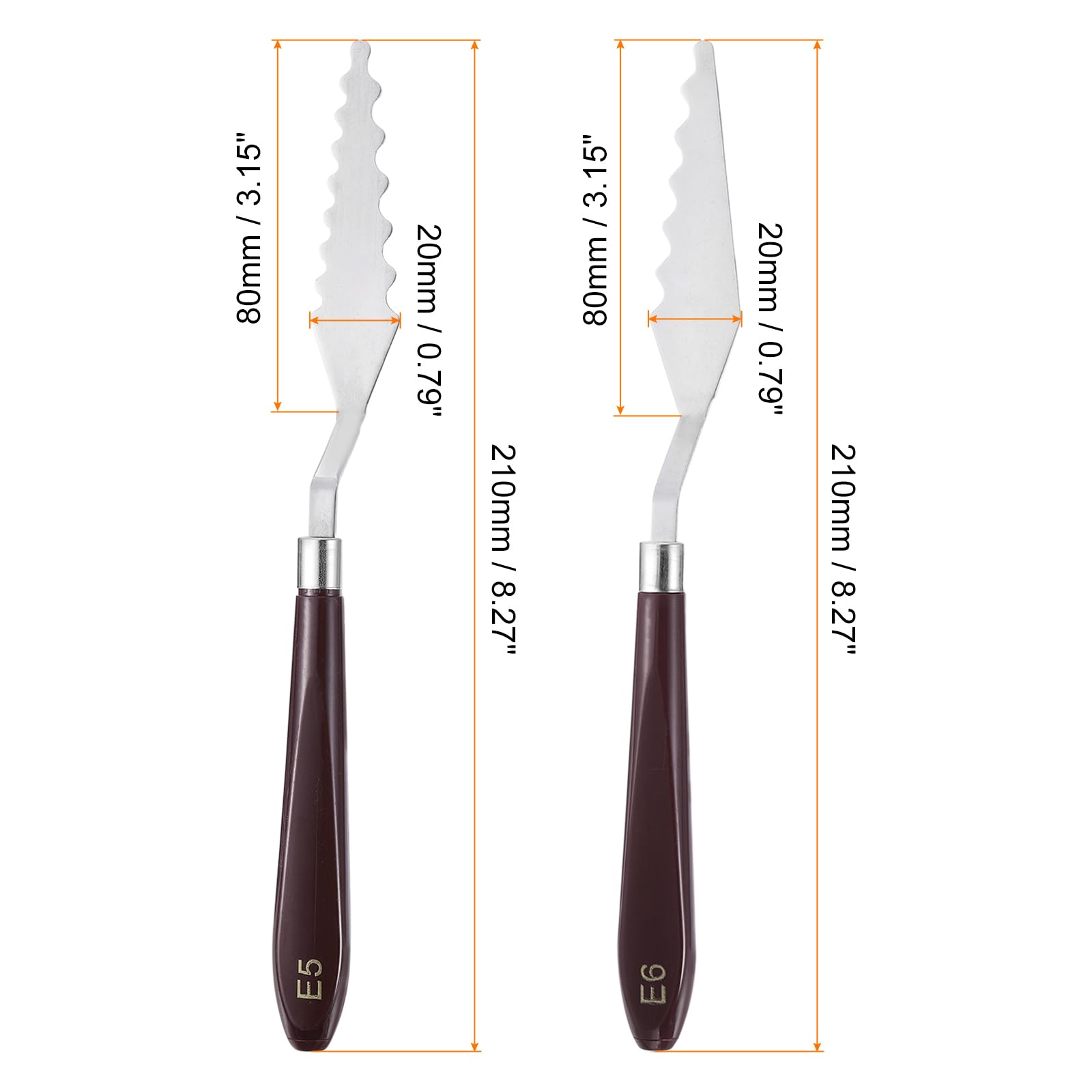 HARFINGTON 2pcs E5 E6 Painting Palette Knife Set Stainless Steel Art Spatula Painting Pallet Knives Scrapers Tools with Plastic Handle for Acrylic Oil Canvas Mixing Spreading