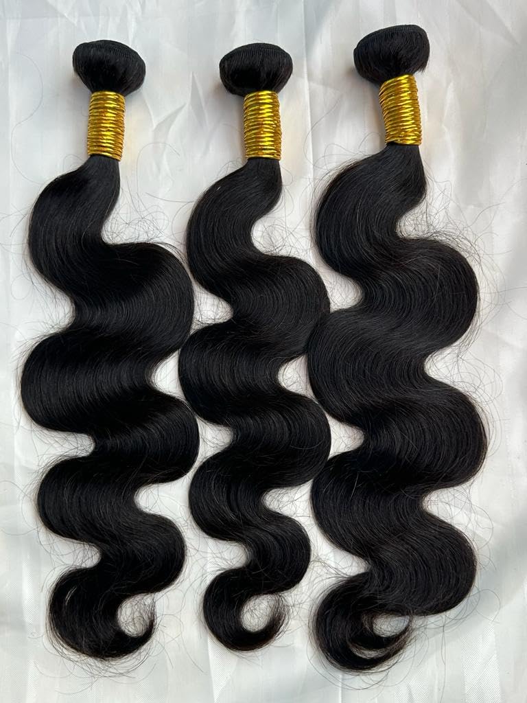 100% Original Human Hair Weft Extension - Straight - Natural Black 20" 22" 24" 26" (Body Wave, 20")
