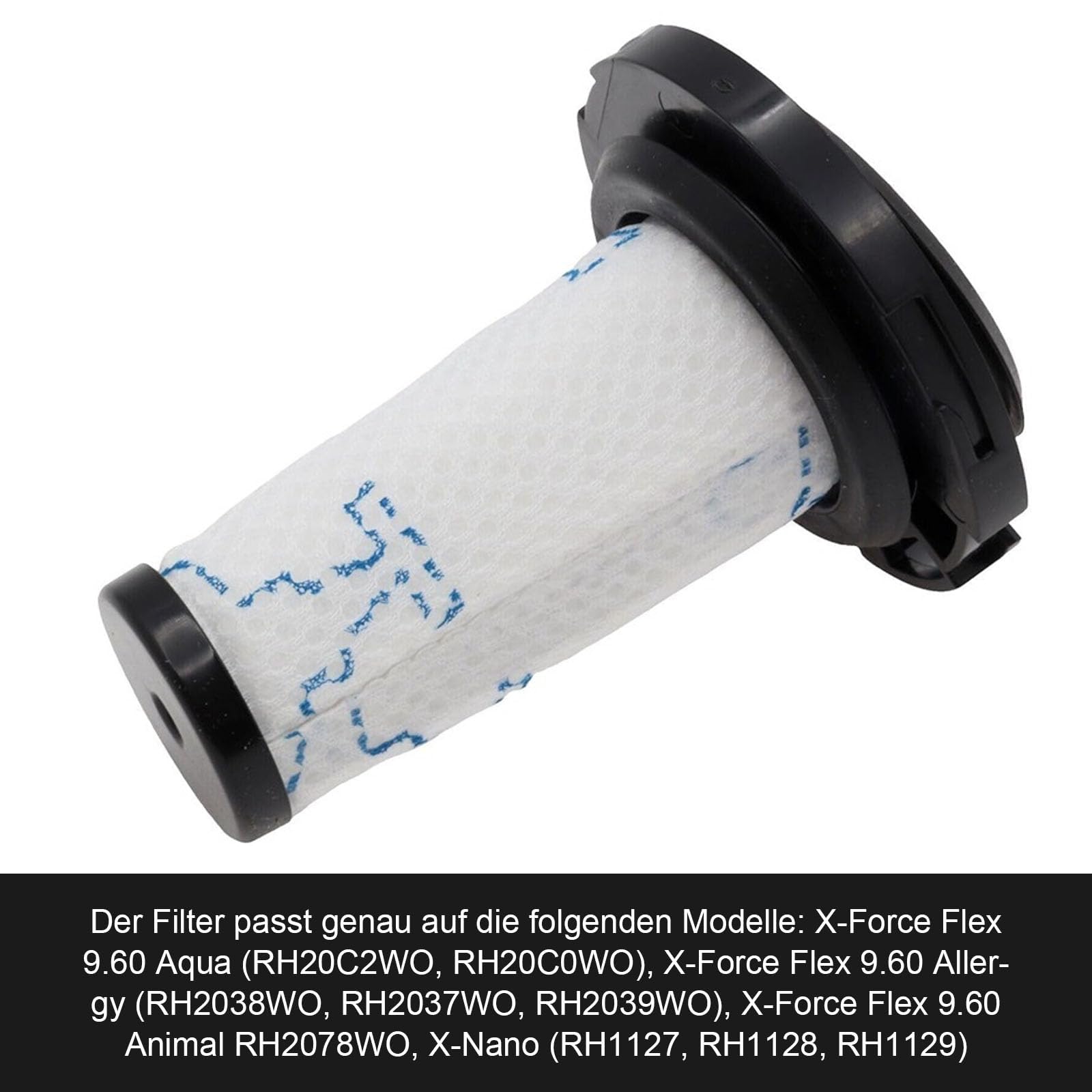 Daaxing Filtro cilindrico per Rowenta Zr009010 scopa elettrica lavabile X-Force Flex 9.60 X-Nano Essential accessori di ricambio, filtro lavabile e riutilizzabile (1 pz
