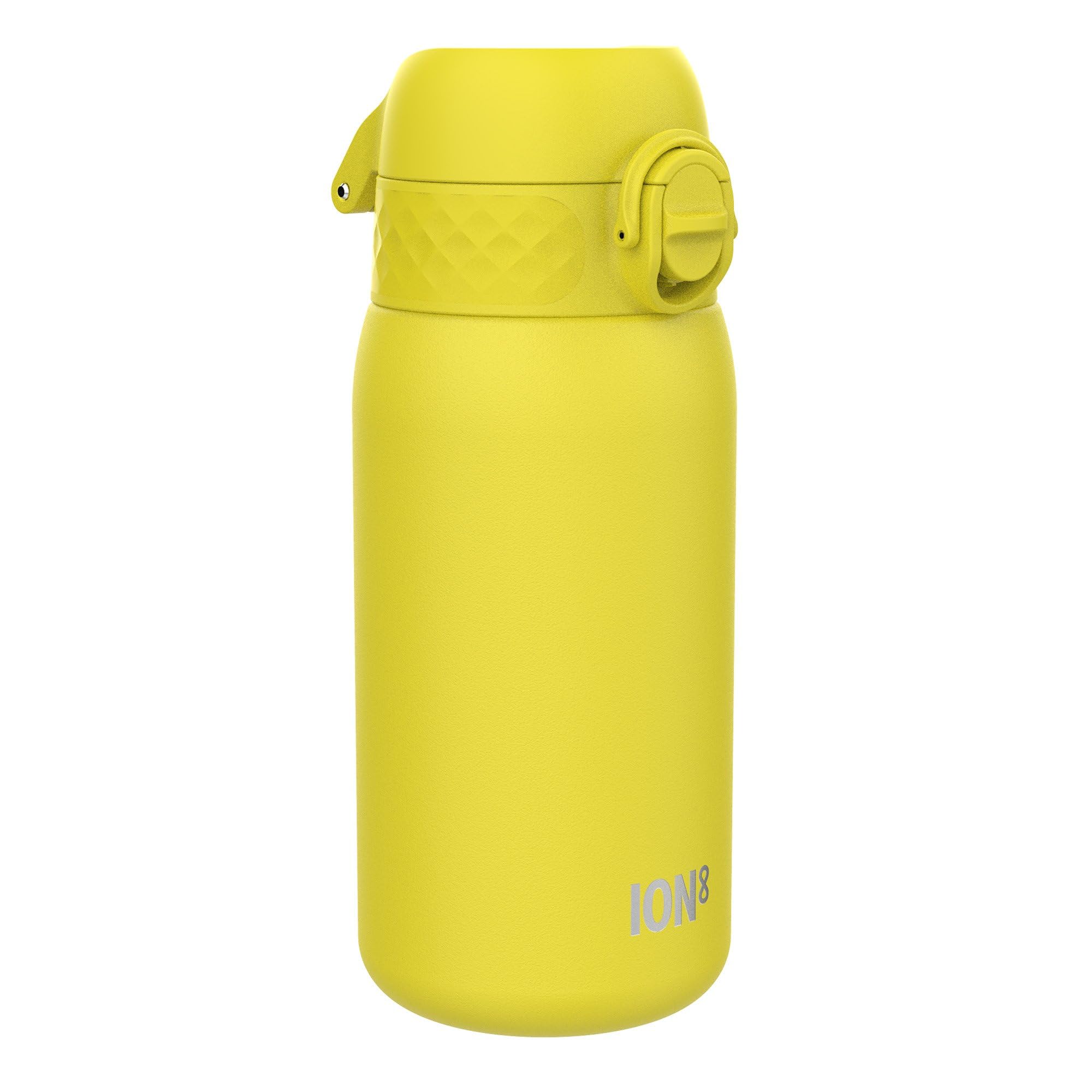 ion8 Isolierte Edelstahl-Trinkflasche, 320 ml, Auslaufsicher, Einhandöffnung, Sichere Verriegelung, Spülmaschinenfest, Klappdeckel, Tragegriff, Leicht zu Reinigen, Langlebig & Kratzfest, Gelb