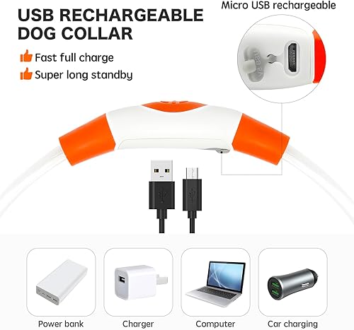 Miniatura 6 de BSEEN Collares para perros con luz LED, recargable con luces LED, collar brillante para mascotas, collar iluminado de poliuretano termoplástico para