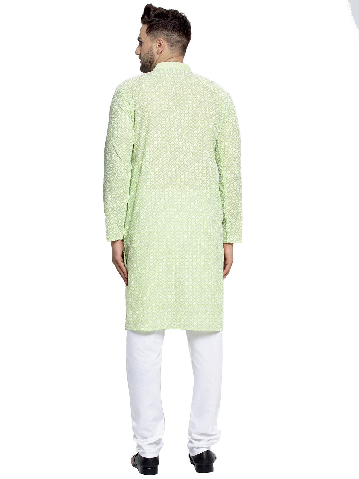 Jompers Men's Embroidered Pure Cotton Kurta Pyjama Set. (Dark-Green,Xl)