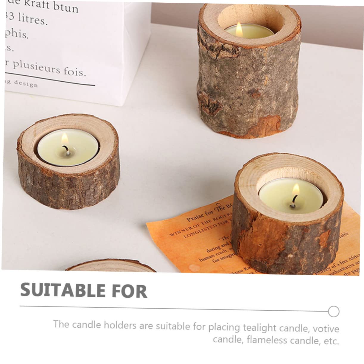 ULTECHNOVO 5 Set Portacandele A Palo Cenare Lumini Lumino Soia Moderno Tè Portacandele Tealight Titolare Della Candela Votiva Porta Tealight Votivo in Legno Di Legno 2 Pezzi*5