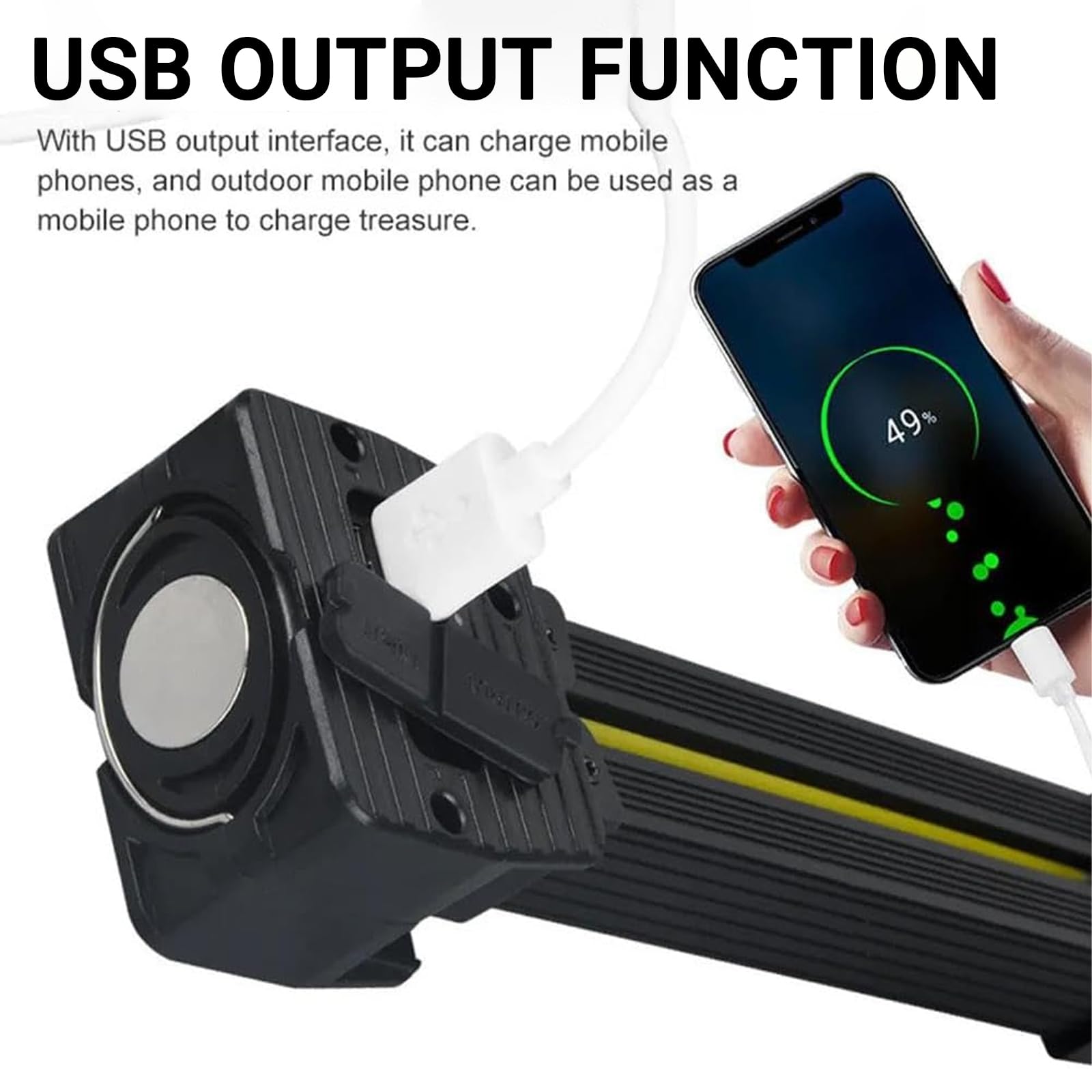 Lampe De Gym Magnétique Rechargeable - 7 Niveaux Lumière, Rotatable 180°, étanche IPX5, Batterie Intégrée