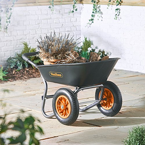 VonHaus Wheelbarrow 78L – Wheel Barrow Garden Dump Cart – Heavy Duty Multi Use for Tools, Waste, Plants, Transporting – Two Wheeled Pneumatic Tyres, Plastic Tray with Steel Frame, Soft Grip Handle 2 VonHaus Wheelbarrow 78L – Wheel Barrow Garden Dump Cart – Heavy Duty Multi Use for Tools, Waste, Plants, Transporting – Two Wheeled Pneumatic Tyres, Plastic Tray with Steel Frame, Soft Grip Handle - Image 2