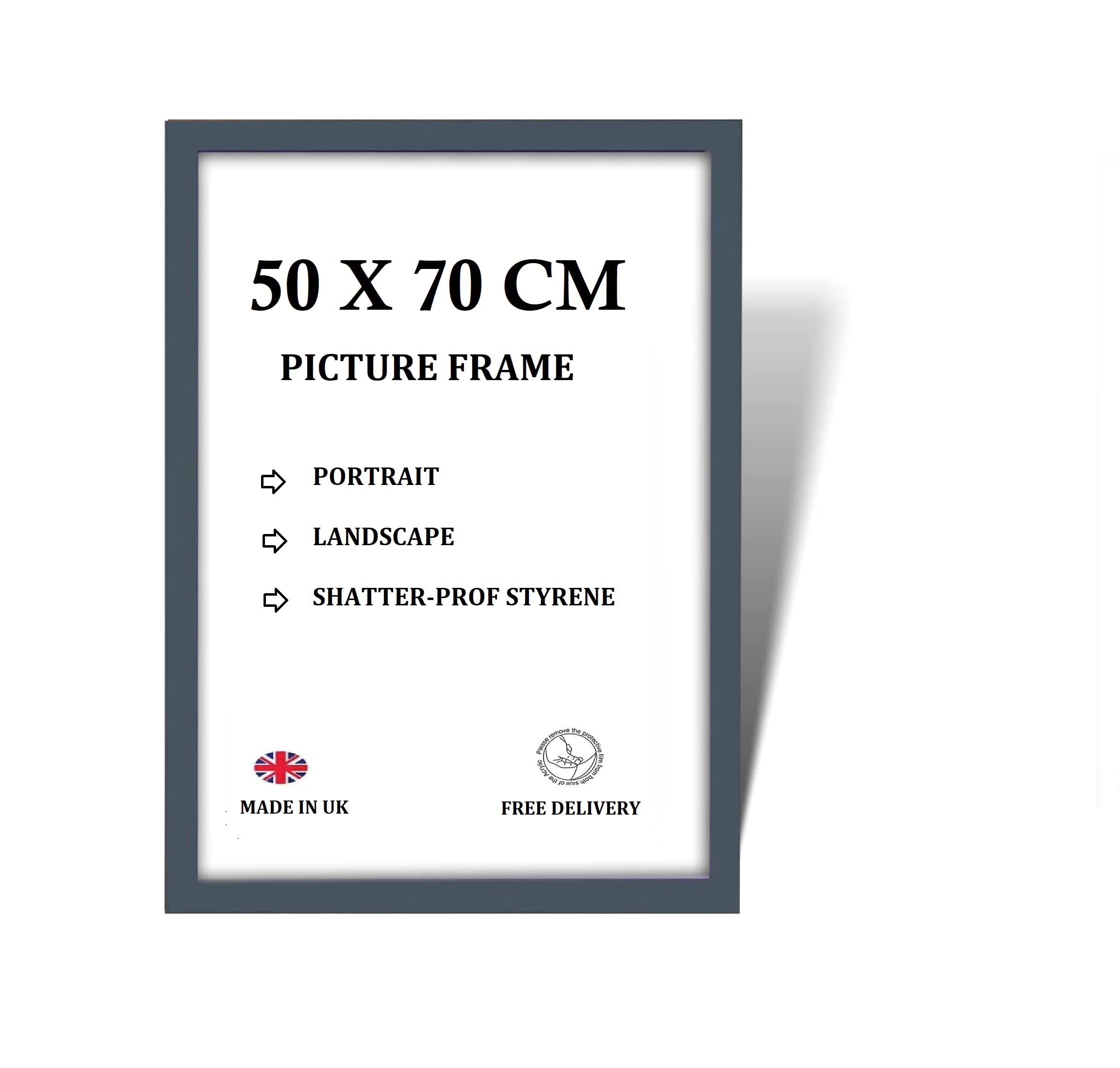 Online Deals Outlet Grey Picture Frame Premium Photo Frame Made Of Mdf Wood Portrait & Horizontal Wall Hanging Shatterproof Front Wall Mount, Poster Frame (50X70cm, Dark )
