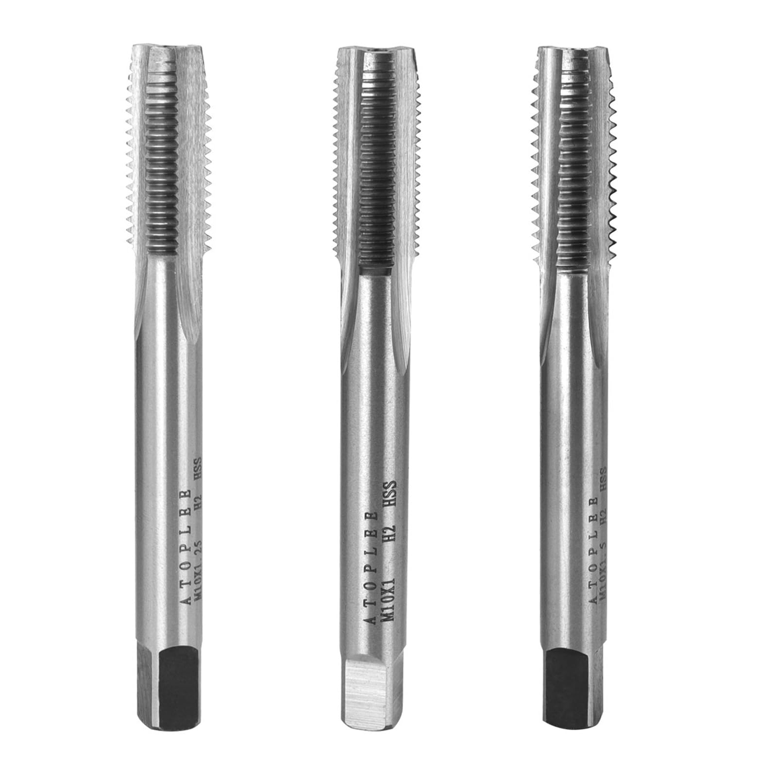 ATOPLEEMetric Thread Tap, M10 HSS 6542 Right Hand Thread Tap (M10X1.0/M10X1.25/M10X1.5, 3pcs)