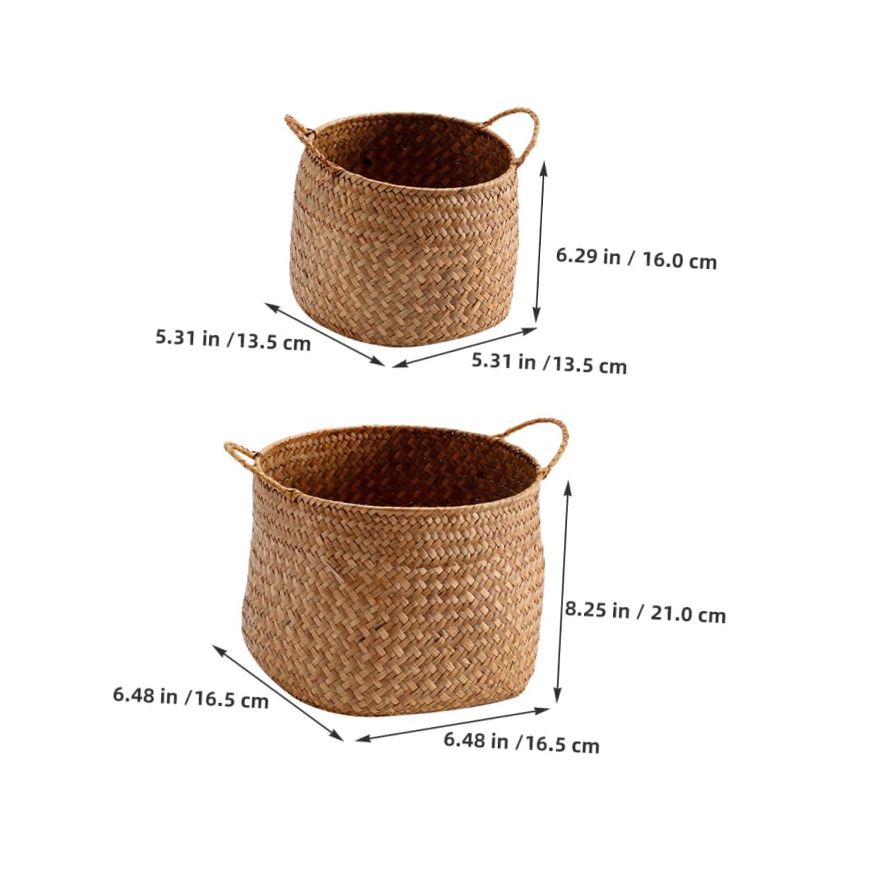 2piezas Cestas Tejidas Organizador Japonés De Almacenamiento Con Doble Asa Soporte Natural Para Guardar Objetos Sala De Estar o Dormitorio