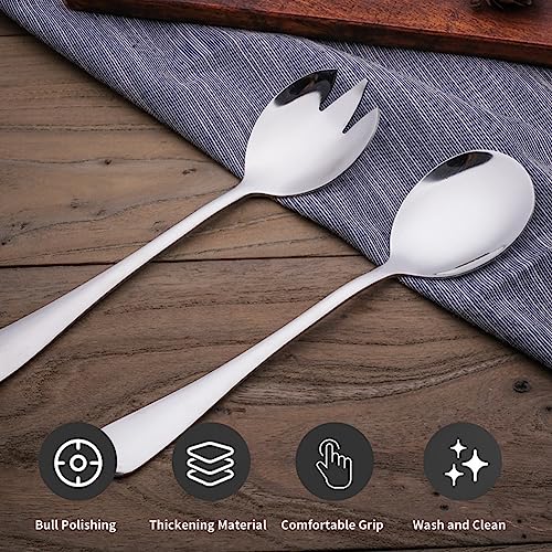 Foto von QEEROYO 4 Stück Salatbesteck Edelstahl, Salat Besteck, Salatbesteck, Servierbesteck, Göffel Edelstahl, Salatbesteck Set aus Edelstahl, Salatgabeln aus Edelstahl, Salatgabel, Servierlöffel, 19.5x4.6cm