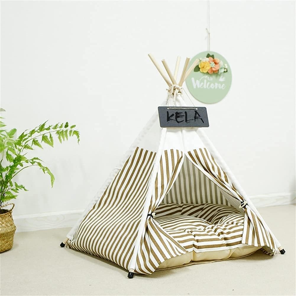 Pet Cats Dog Teepee with Cushion Blackboard Portable Dog Tents Houses Mats for Puppy Bed Thick Mats Pet Supplies (Size : Small) (S)