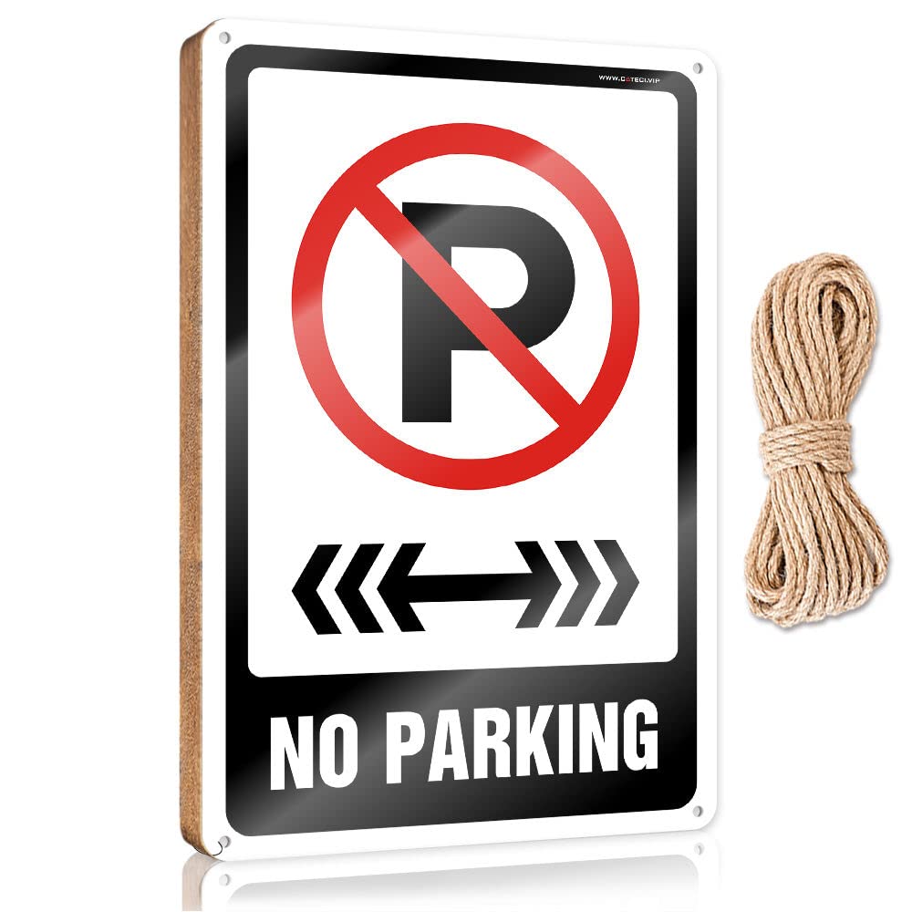 FZFN Hanging Plaque Wooden No Parking Sign With Symbol Wooden Sign Front Porch Decor Gifts For The Office(23X35CM)