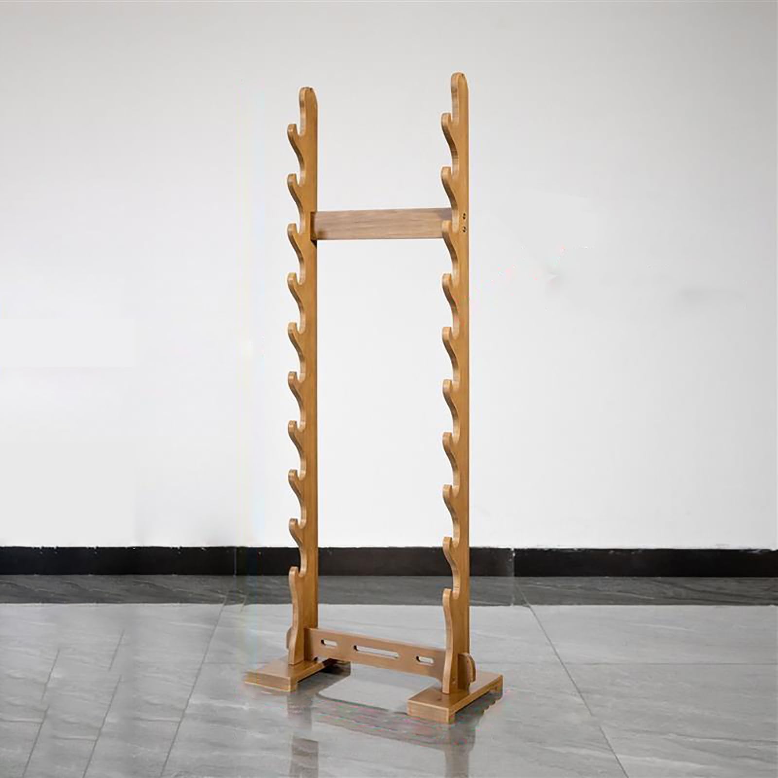 Hjhuua Solid Wood Color Multilayer Floor Standing Sword Rack,Solid Wood Sword Stand,Wood Sword Holder Floor Stand,Large Sword Display Stand For Katana Samurai,Classic Wooden Sword Mount Weapon Stands
