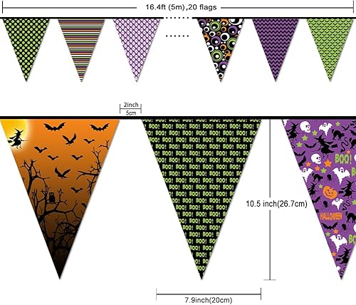 Miniatura 5 de Banderín de tela de Halloween para decoración de Halloween al aire libre, decoración de interiores, suministros de fiesta de Halloween, decoración