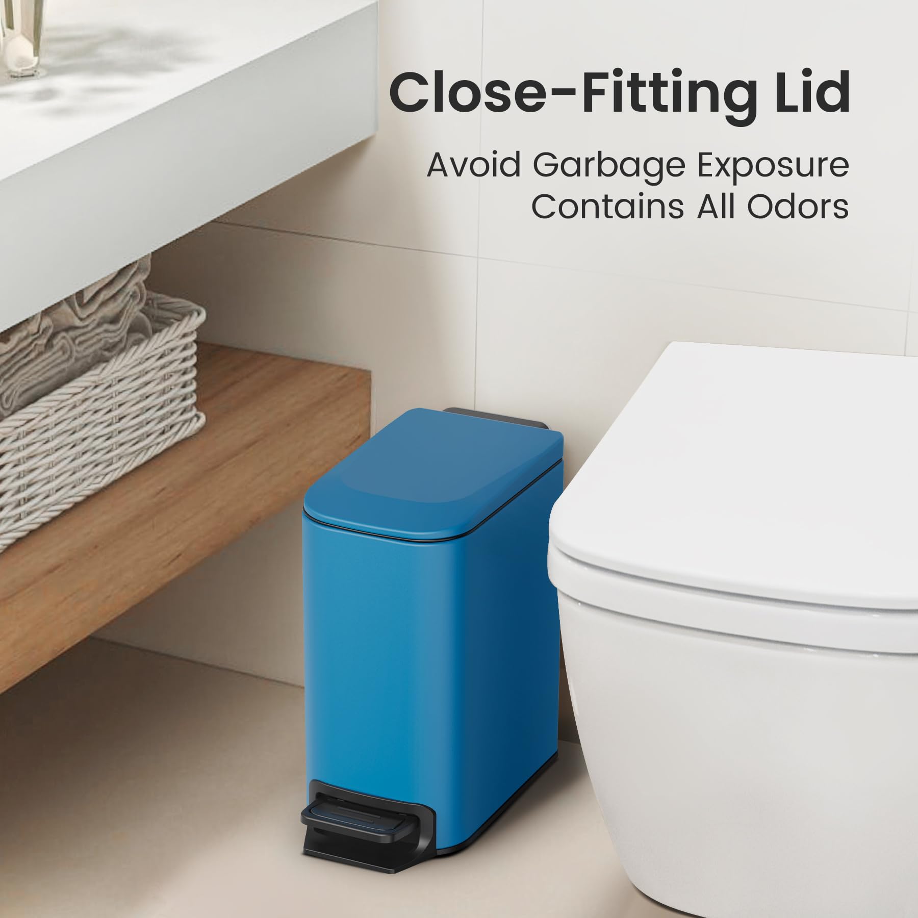 Cesun Small Bathroom Trash Can with Lid Soft Close, Step Pedal, 6 Liter / 1.6 Gallon Stainless Steel Garbage Can with Removable Inner Bucket, Anti-Fingerprint Finish ()