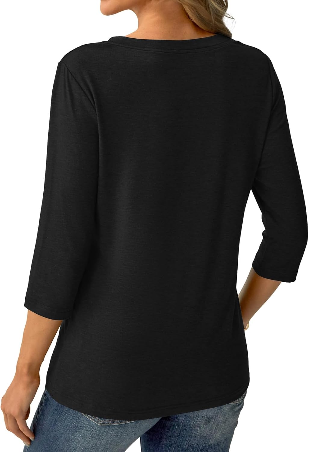 Womens Tops 3/4 Sleeve V Neck Spring Summer Work Tunic Shirts Business Dressy Casual Blouses - Image 5