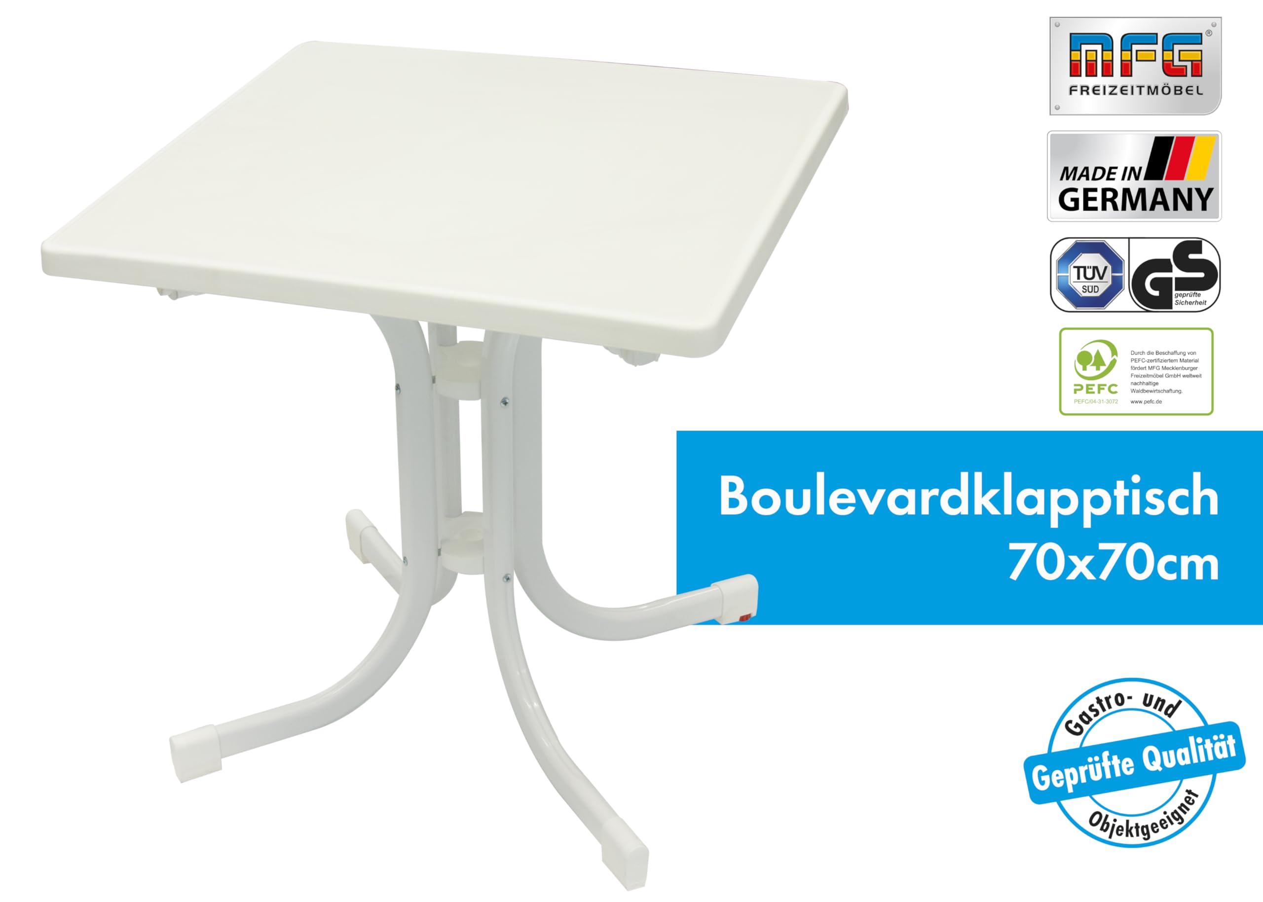 MFG Boulevard-Klapptisch 70x70 cm, weiß/weiß