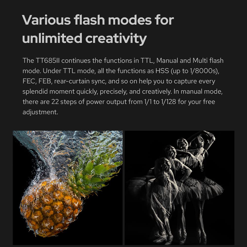 GODOX TT685II-C E-TTL Speedlite sincronizzazione ad alta velocità, 2.4G Wireless X System compatibile per Canon Flash 5D Mark Ⅳ 6D Mark II 7D 90D 250D R5 850D