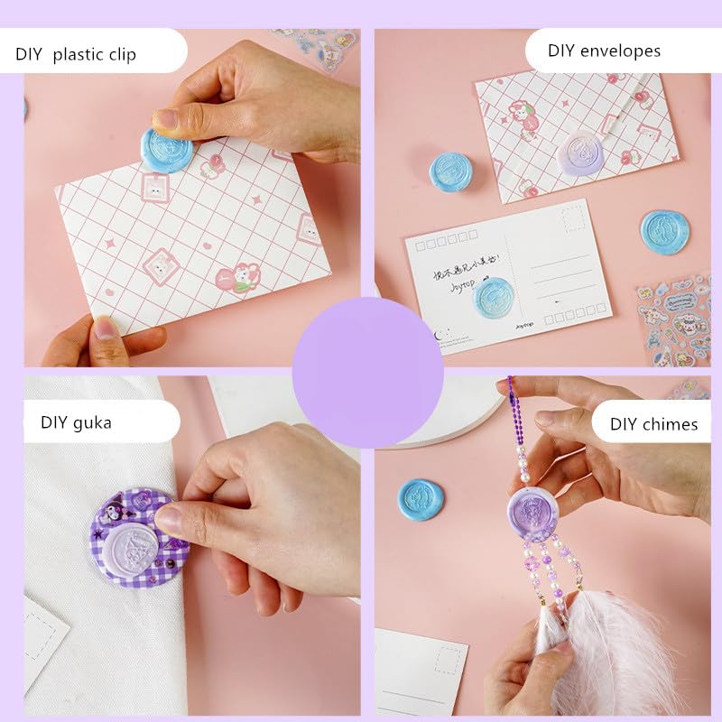 Miniatura 2 de Kuromi Wax Seal Kit 6 in 1 DIY Sealing Wax Seal Stamp Kit Includes Wax Seal Stamp, Wax Stamp Spoon and Candles Use to Letters Invitations & Gift