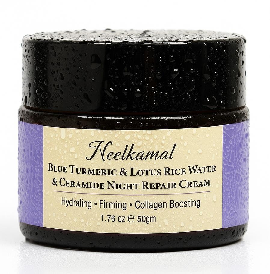 Blue Turmeric & Lotus Rice Water Ceramide Night Repair Moisturizer Cream | Hydrating, Firming, Collagan Boosting | Skin Barrier Face Cream For Woman & Men | All Skin Types | 50gm