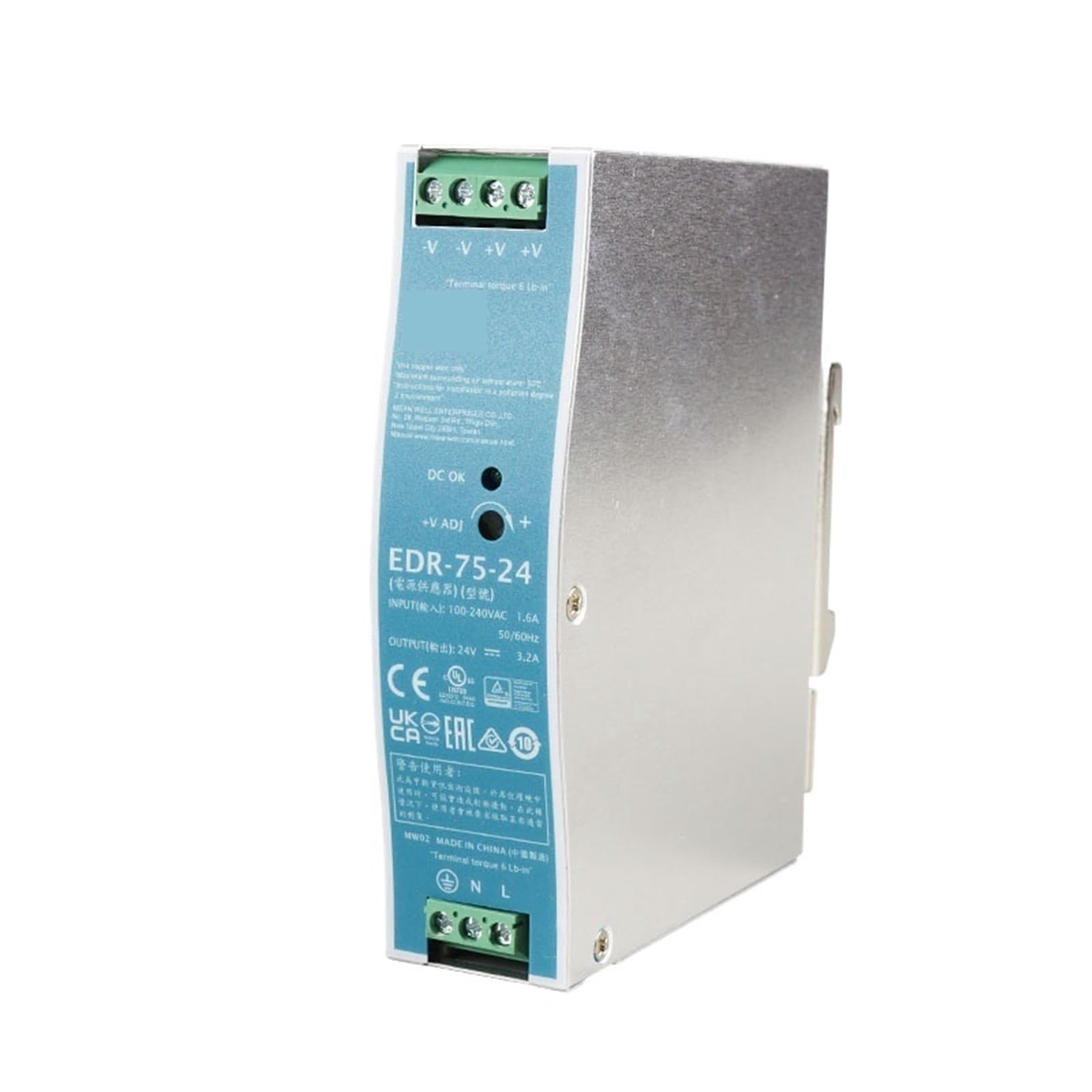 Alimentatore switching su guida Din serie EDR da 75 W 24 V per