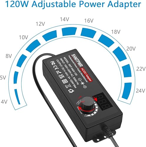 Miniatura 2 de SHNITPWR Adaptador de CA 120W Adaptador de corriente universal 4V 5V 6V 9V 12V 15V 18V 19V 20V 24V Fuente de alimentación de conmutación ajustable