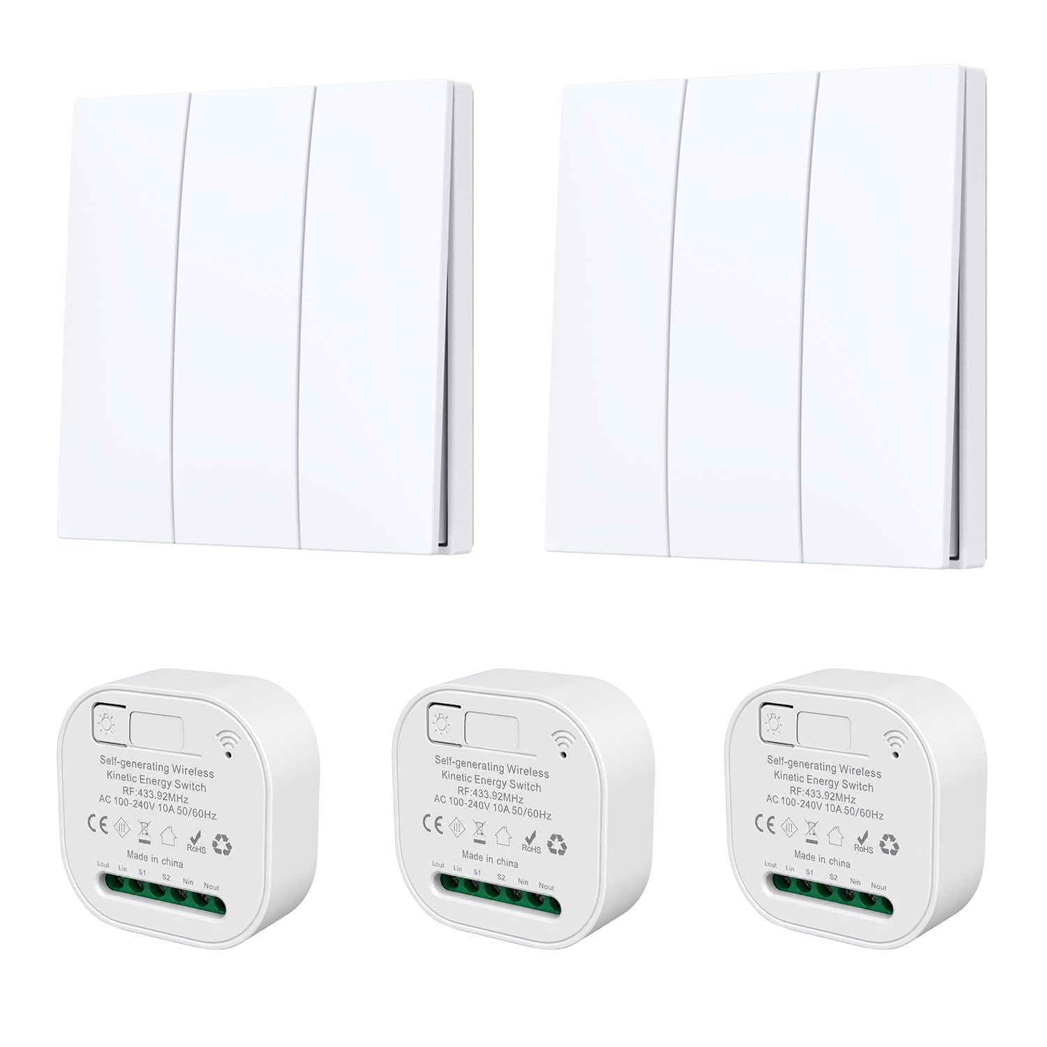 Kinetischer drahtloser Schalter,RF Sicherheit drahtloser Wandschalter und Kleine Controller,selbstbetriebener drahtloser Lichtschalter Kein Schreiben, keine Batterie