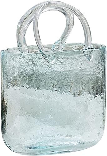 Sempoda Jarrón de monedero para flores florero creativo de cristal y pecera florero en forma de bolso para decoración de mesa de hogar oficina