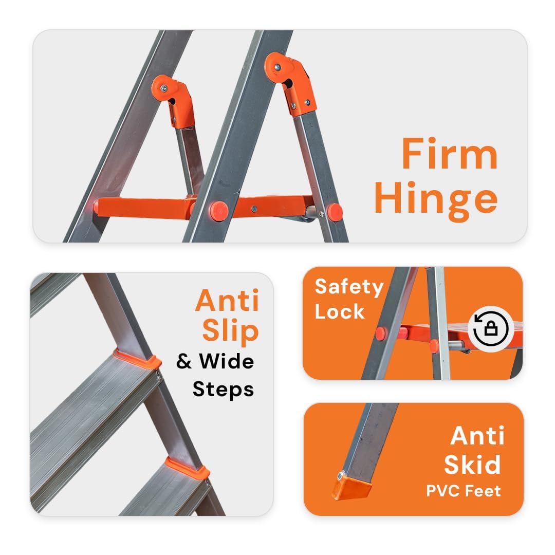GRAZIA 4 Step Folding Aluminium Ladder with Steps 3