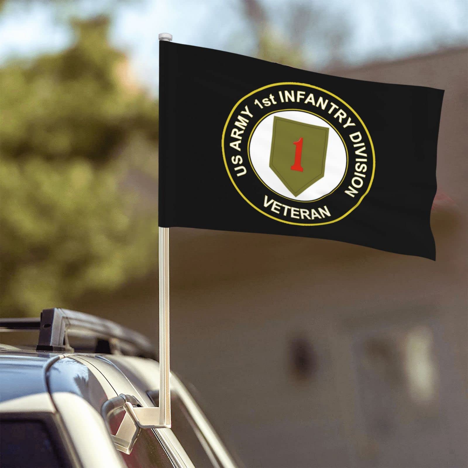 US Army Veteran 1st Infantry Division 100% Polyester Fabric With Printing For Indoor Outdoor Decoration