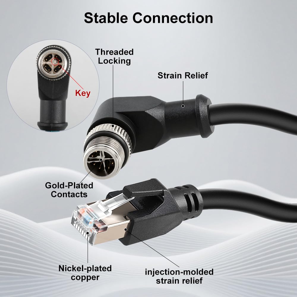 Amazon.com: Alvin's Cables M12 X-Code 8 Pin Male to RJ45 Ethernet