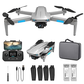 AMOnline Drone with Camera for Adults 4k, 5G WIFI Transmission Drone, 40mins Flight Time on 2 Batteries, Brushless Motor, Mobile Phone Control, Multiple Flight Modes