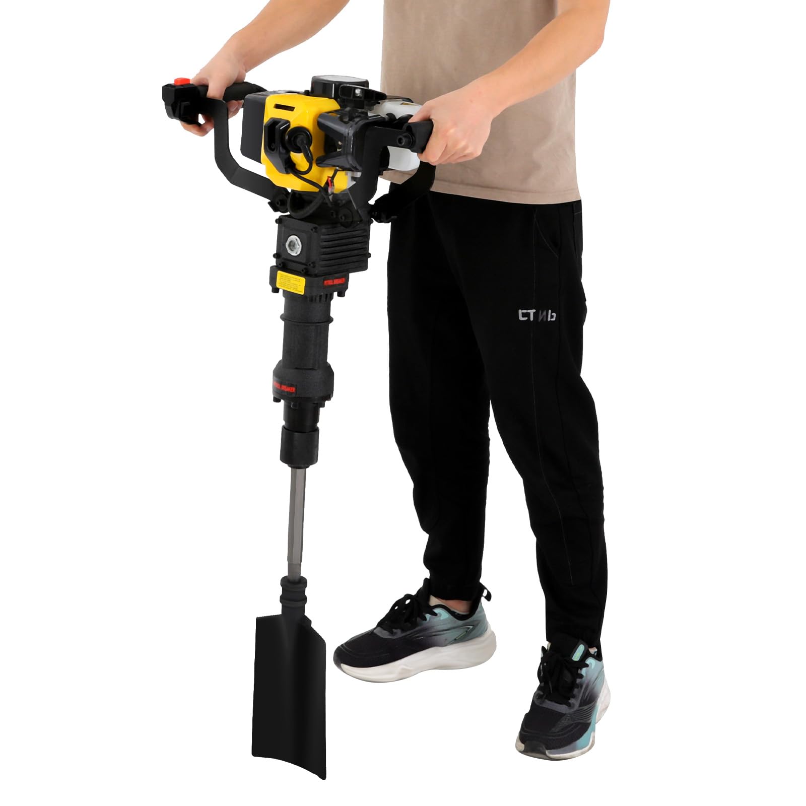 Escavatore da giardino multifunzionale a 2 tempi, 1250W Scavatore ad alberi portatile a benzina con avviamento manuale, 6500 giri/min, utilizzato per scavo e ghiaia in giardini, fattorie, ecc