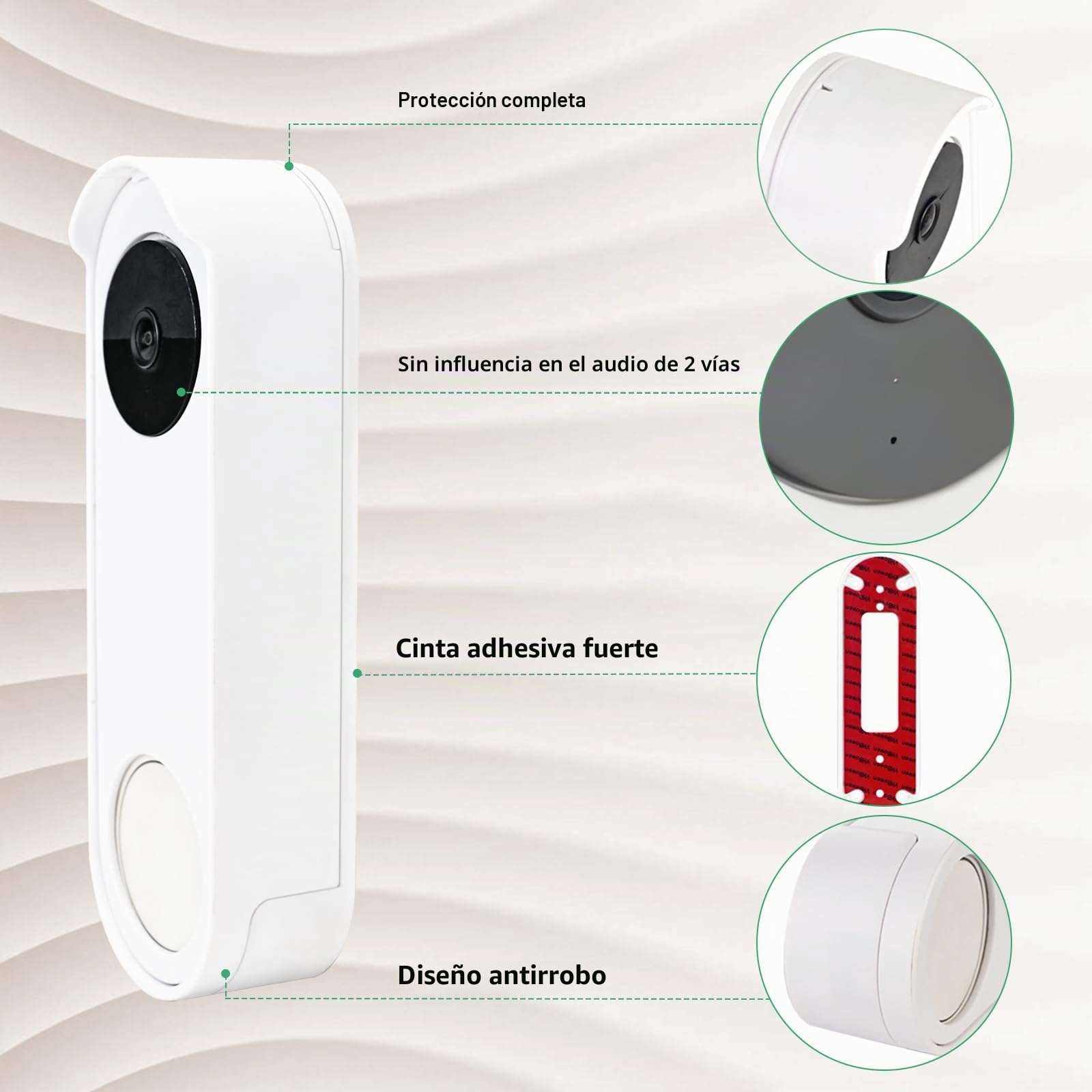 Soporte antirrobo para timbre de puerta sin taladro, compatible con Google Nest Doorbell (batería), soporte de puerta de video para apartamento, hogar, inquilinos, no necesita herramientas y protege