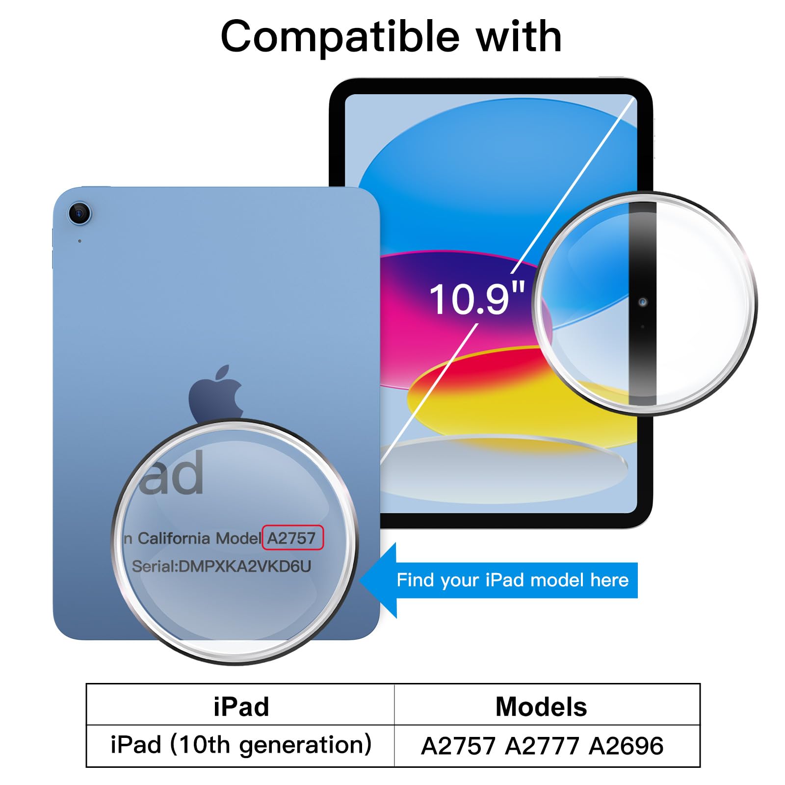 JETech Custodia per iPad 10 (10,9 Pollici, Modello 2022, 10ª Generazione) con Portapenne, Posteriore Chiaro Trasparente Supporto Sottile per Tablet Cover Antiurto (Navy)