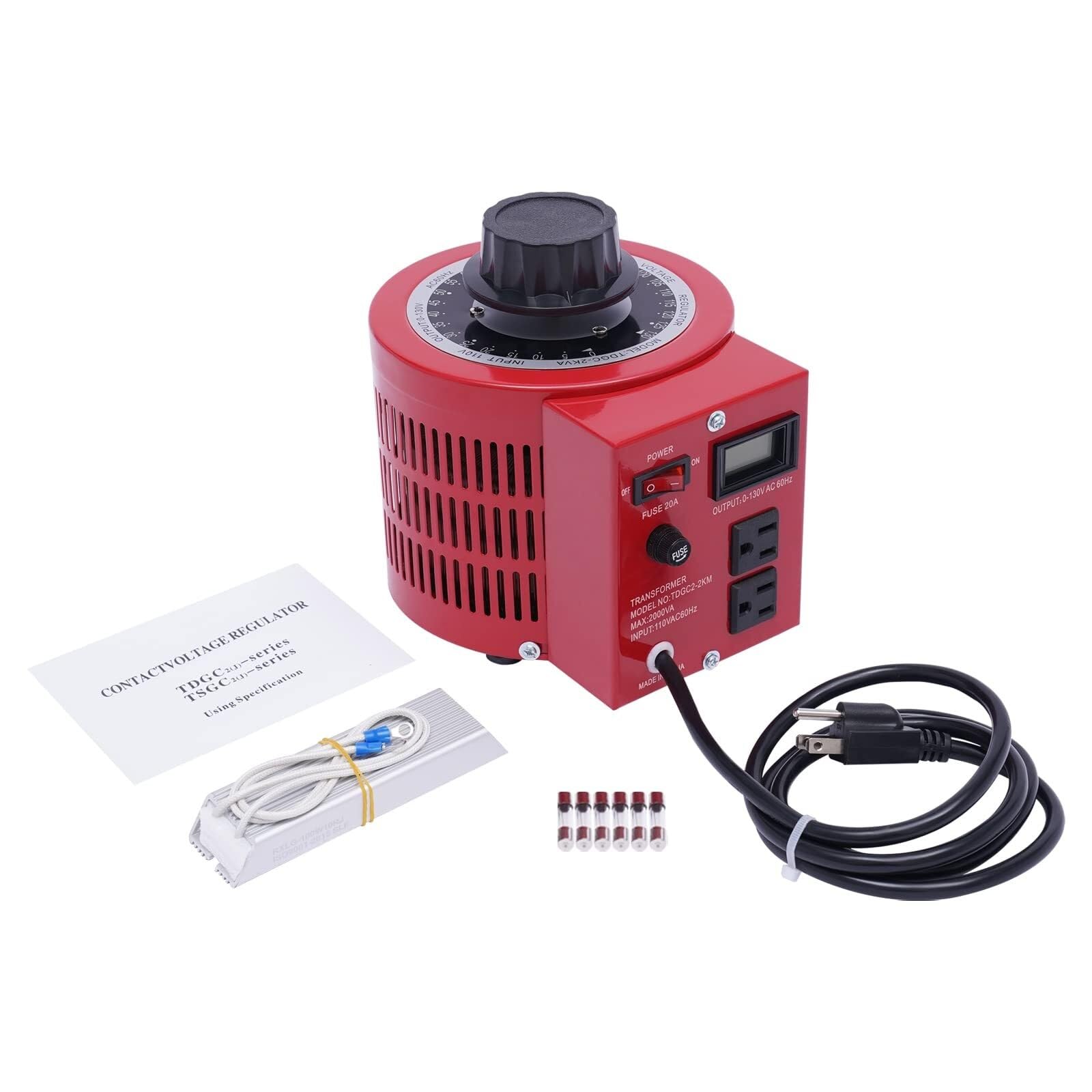 Trasformatore di Tensione Variabile 2000VA, Alimentatore CA Regolabile 0-300V, Ingresso 220-240V, 50/60Hz, per Macchine Utensili, Attrezzature di Test, Uso Industriale(500VA)