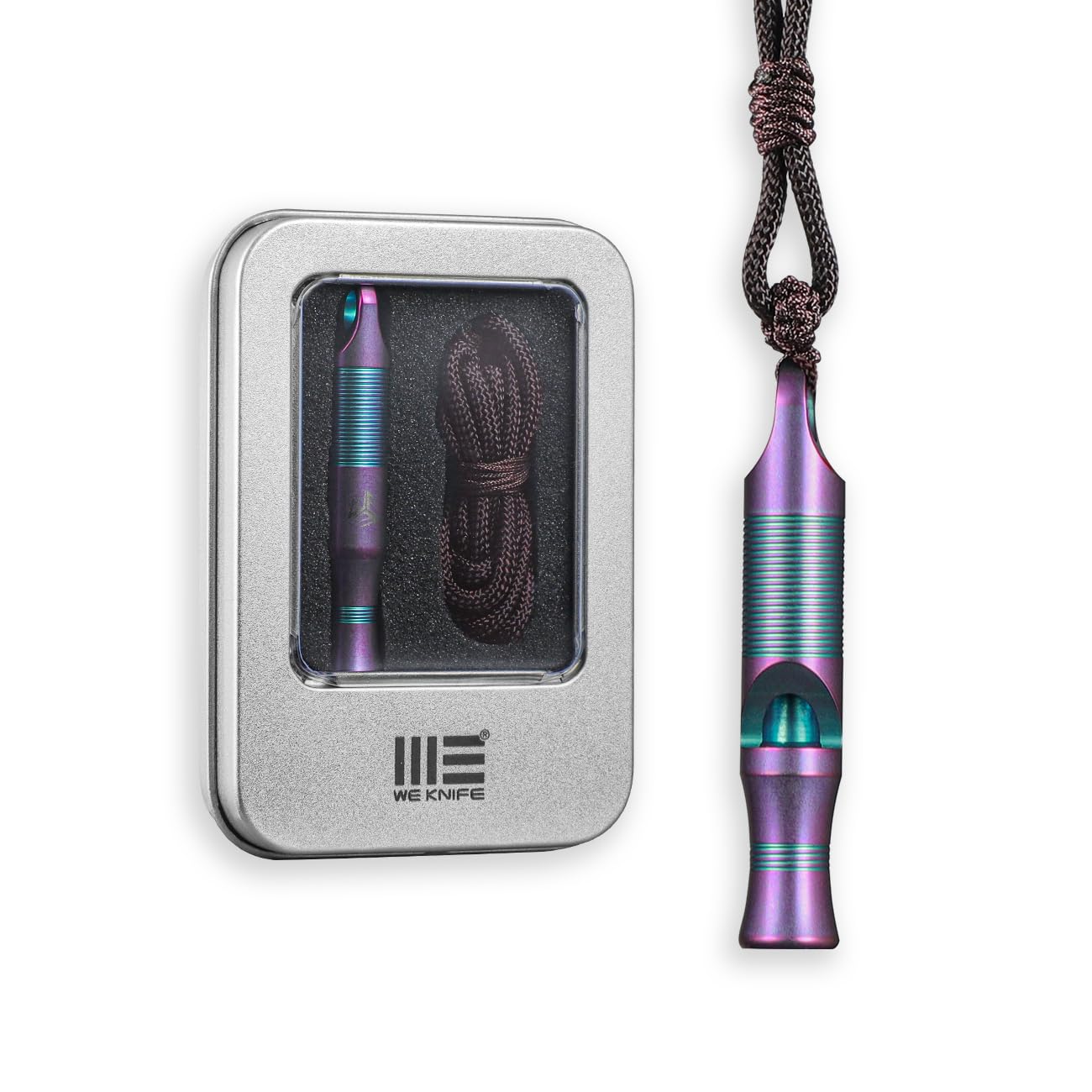 WeKnife Emergency Whistle Survival Loud, Titanium Outdoor Safety Whistle Survival Shrill Loud Blast With Paracord for Kayak, Life Vest, Jacket, Boating, Fishing,Camping, Hiking, Hunting, Coyote A-05AP