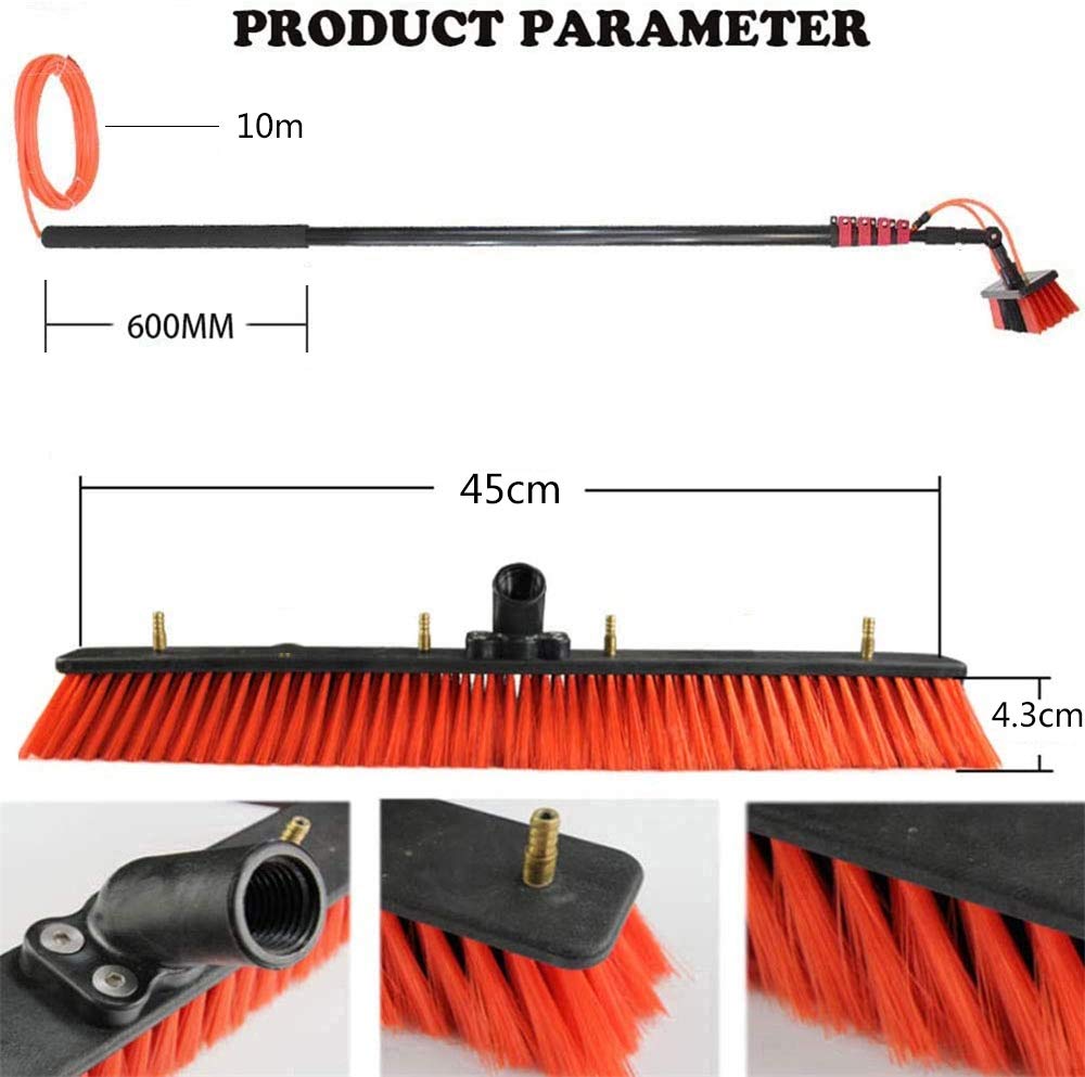 Kit Asta con Alimentazione ad Acqua L Pulitore per finestre da Esterno Vetro per finestre Sistema di Pulizia Pannelli solari fotovoltaici Attrezzatura di Lavaggio Strumen