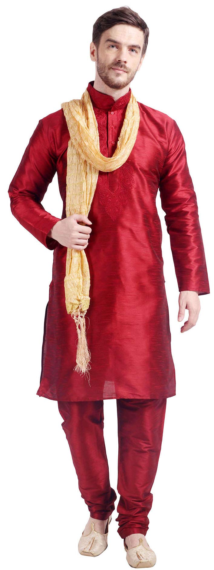 Maroon Traditional Silk Kurta Pajama at ₹ 40/set in Mumbai | ID