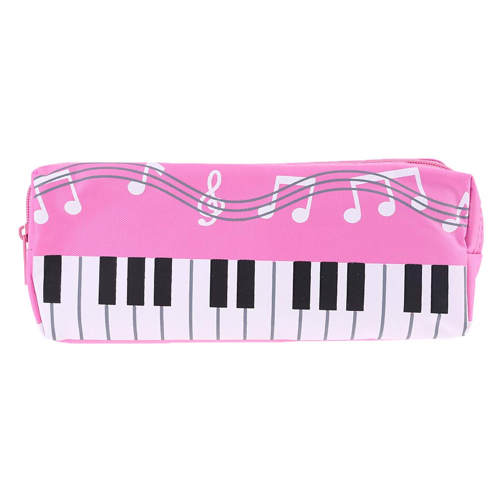 Shotay Pink Music Notes Piano Keyboard Pencil Case Large Capacity Pen Bags Stationery Office School Student Gifts