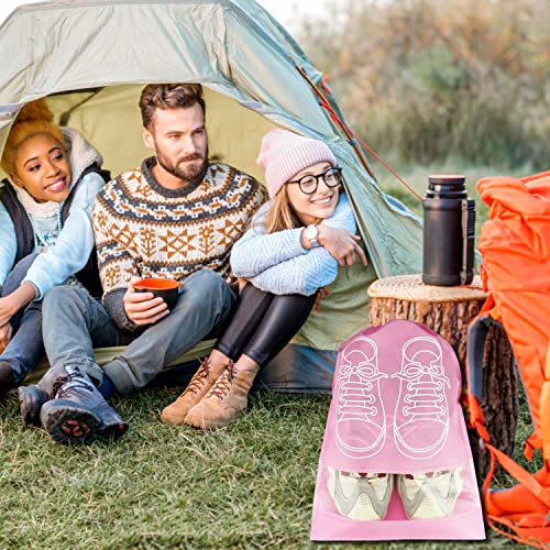 10Pcs Travel Shoe Bags With Rope Large Shoes Storage Organizers Pouch For Men And Women Clear Drawstring Bags, Pink #TOP5