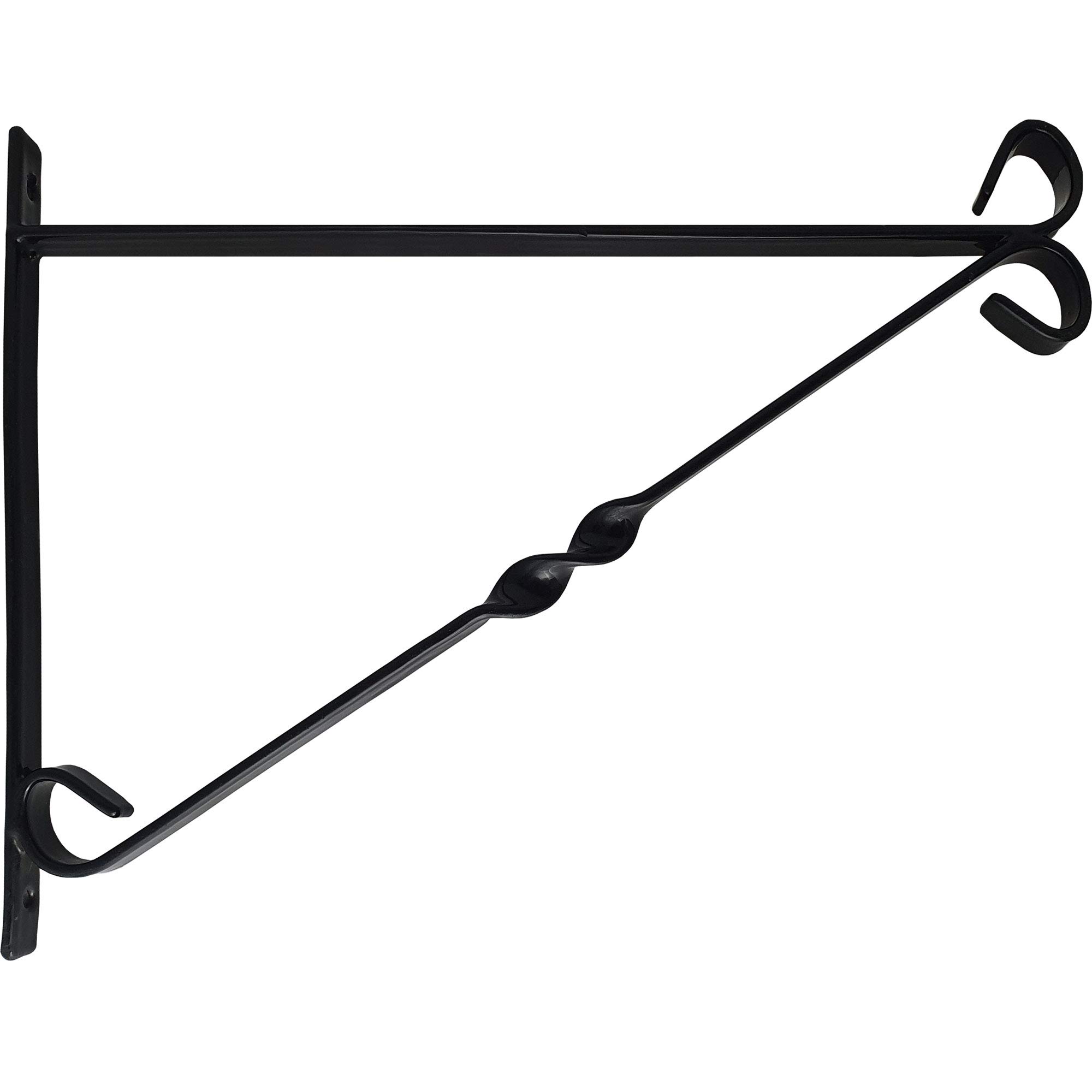 Elixir Gardens Heavy Duty Wrought Iron Hanging Basket Wall Bracket S, M, L, XL - Black | Various qty available (from 1 to 40) | x 1, medium 15 inch