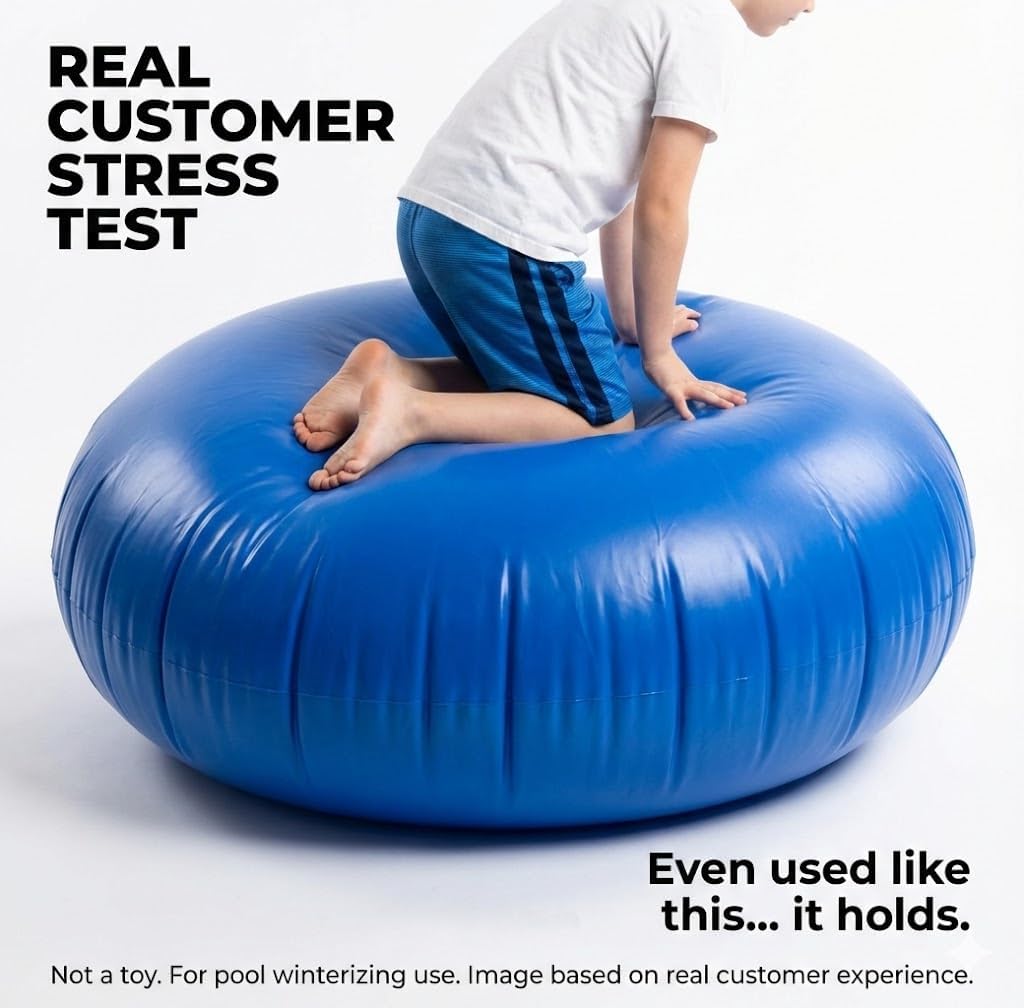 60" Round Pool Pillow for Above Ground Pools, Heavy Duty Inflatable Air Pillow for Pool Winterizing, Cold-Resistant PVC