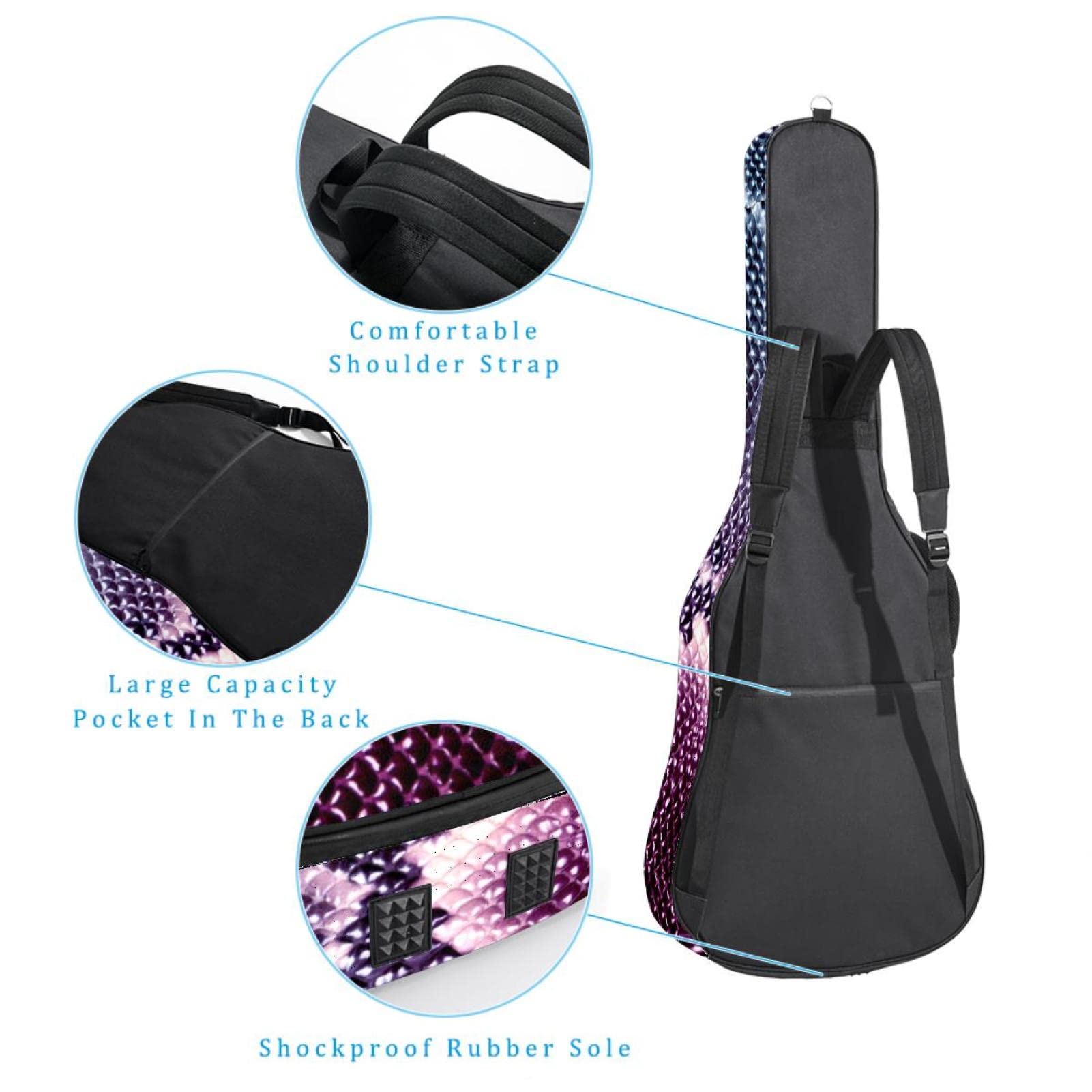 Torba na gitarę akustyczną wodoodporna gitara plecak gruby miękki wyściełany geometryczne serce klasyczna gitara obudowa, Kolor6, 42.9x16.9x4.7 in, Organizer do torby